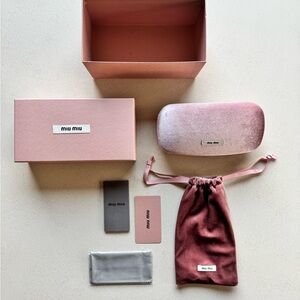Miu Miu Pink Velvet Sunglasses Case with Dust Bag & Box - Brand New